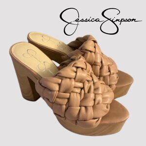 Jessica Simpson Brown Woven Platform Mules